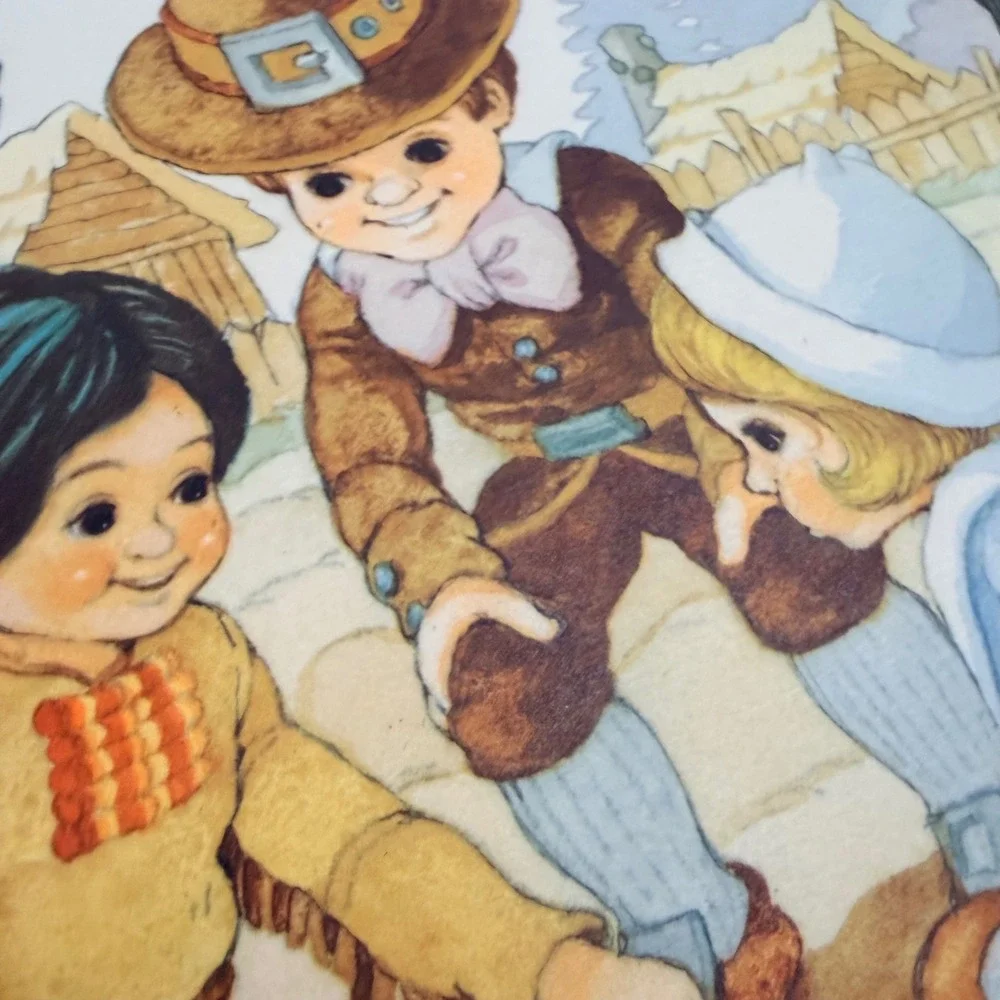 Vintage Thanksgiving Die Cut Paper Wall Decorations 6 Piece Set Pilgrim Native